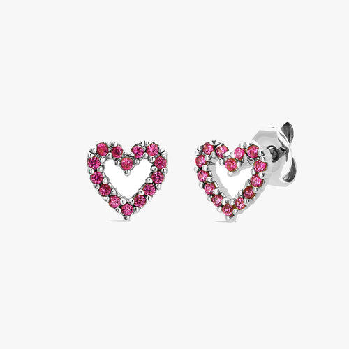 Open Red Heart Stud Earrings
