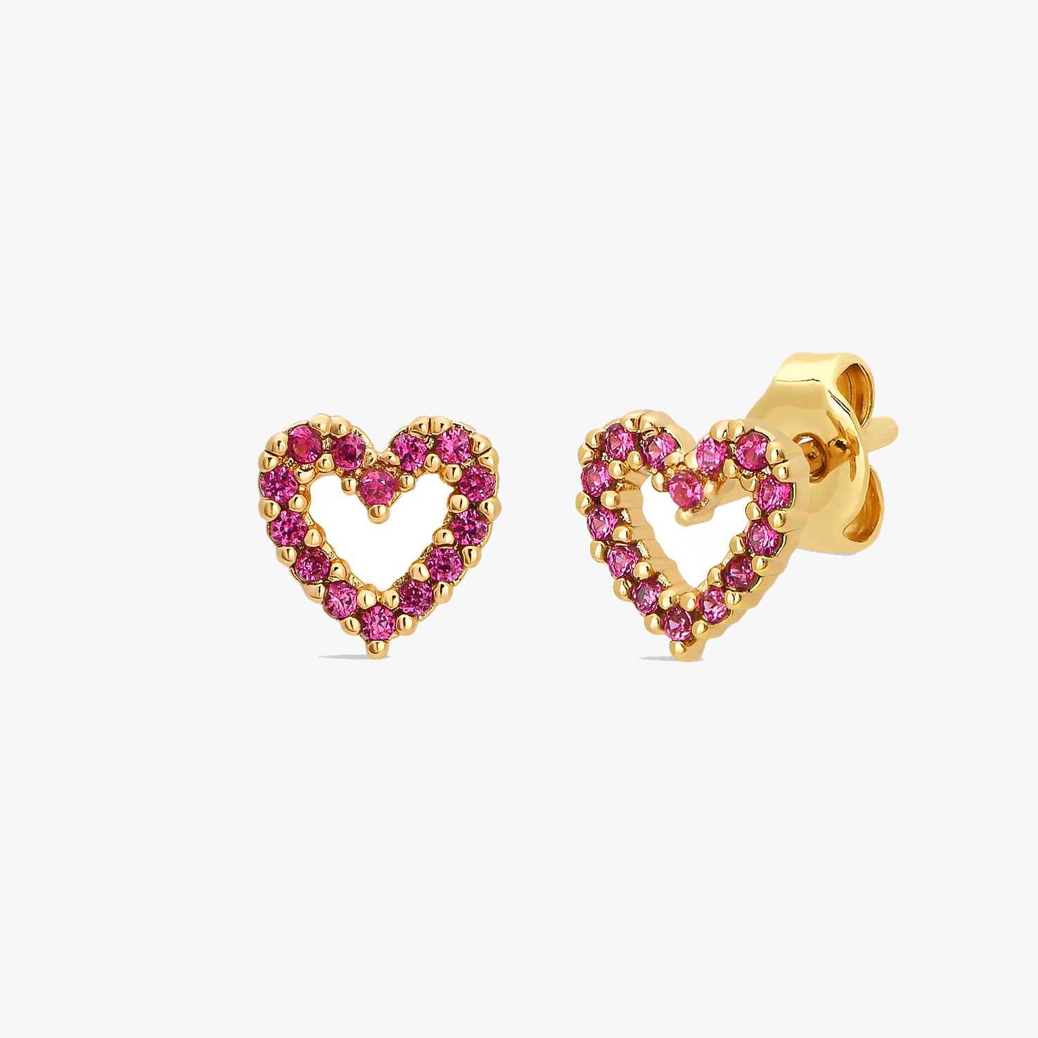 Open Red Heart Stud Earrings