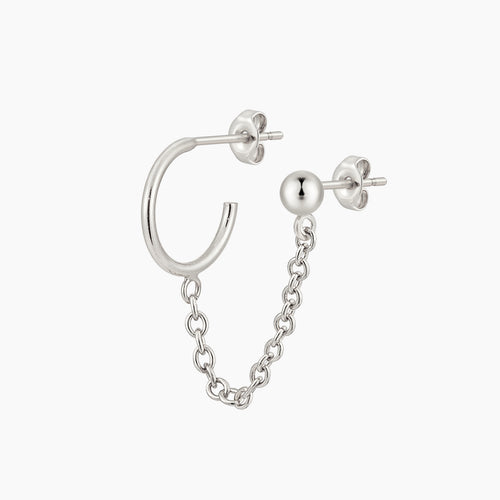 Ball Stud Linked Hoop Chain Earring
