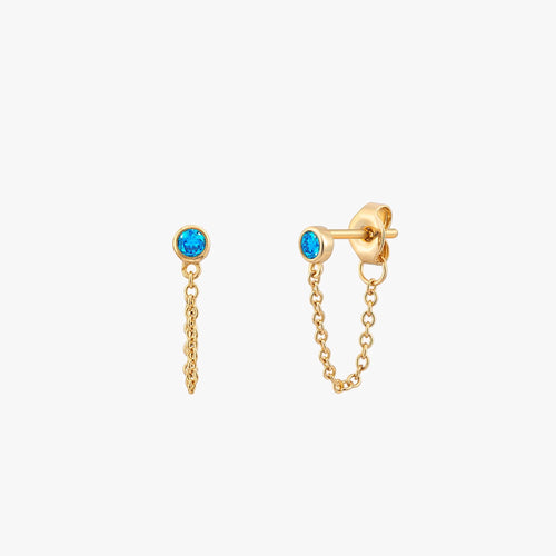 Sapphire Chain Stud Earrings