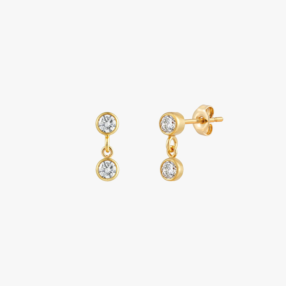 Double Bezel Drop Stud Earrings J CO Jewellery