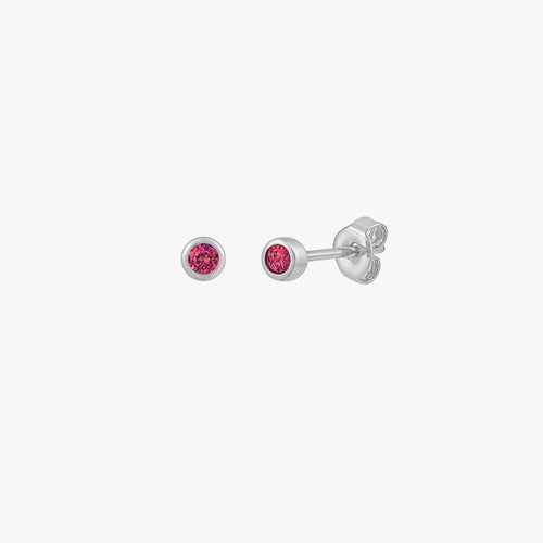 Mini Ruby Bezel Stud Earrings