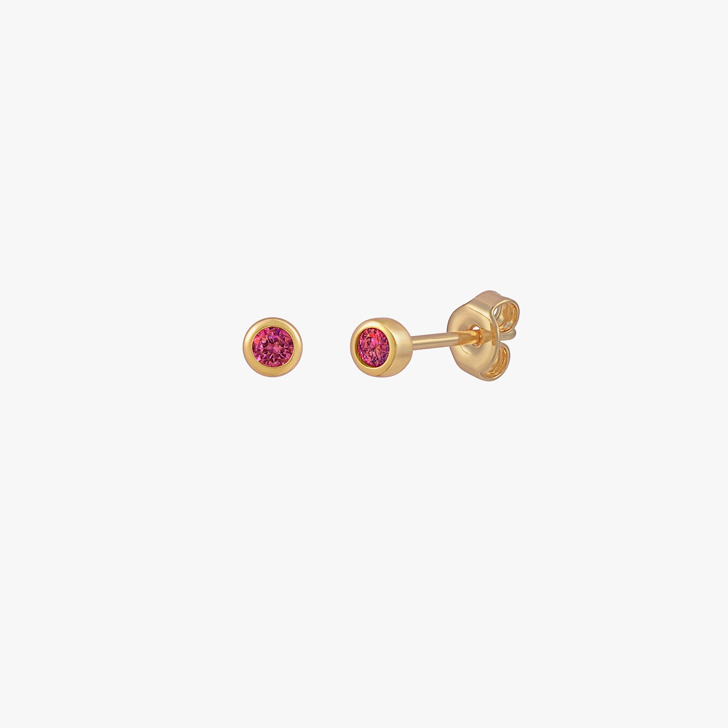 Mini Ruby Bezel Stud Earrings