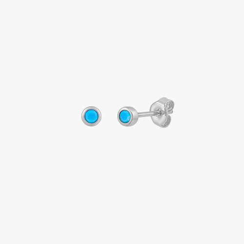 Mini Turquoise Bezel Stud Earrings