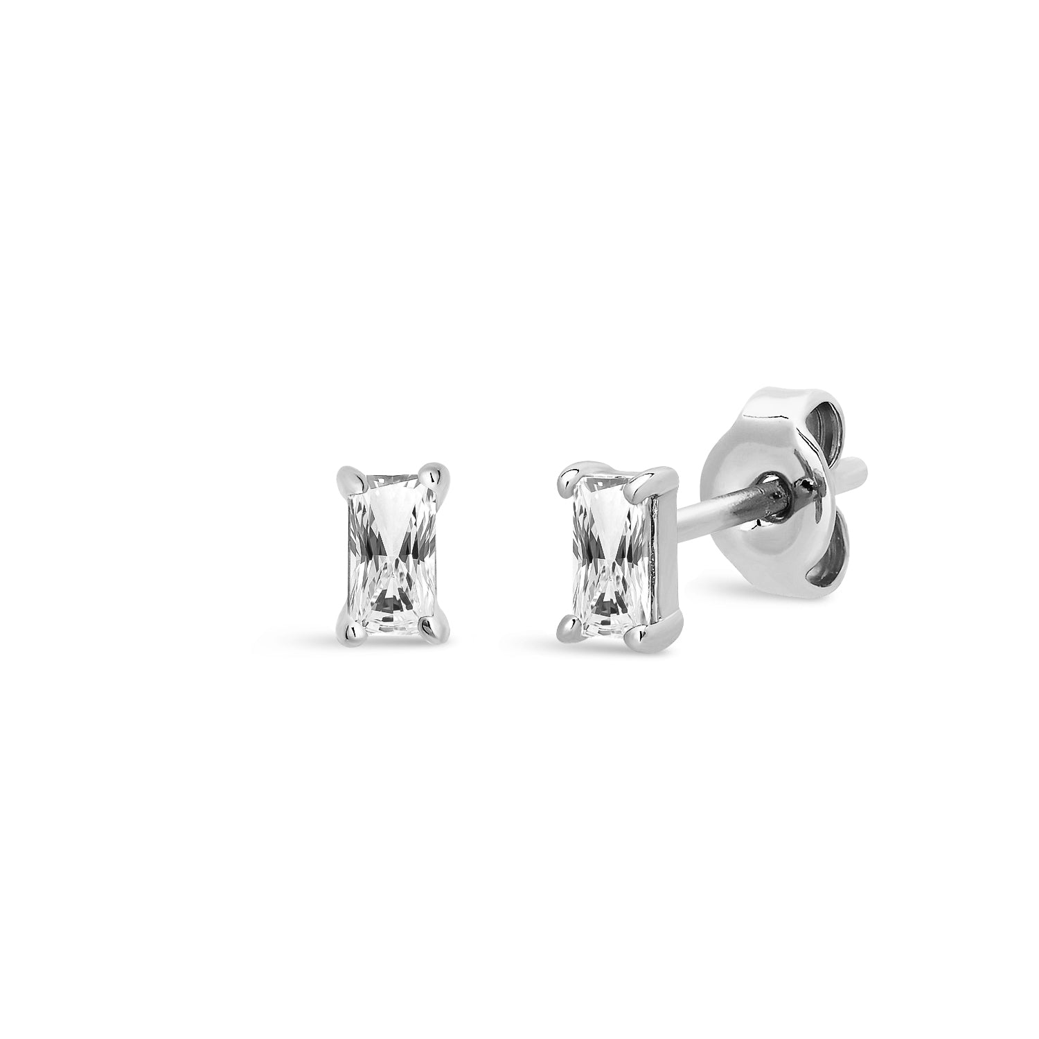Minimal Baguette Stud Earrings J CO Jewellery