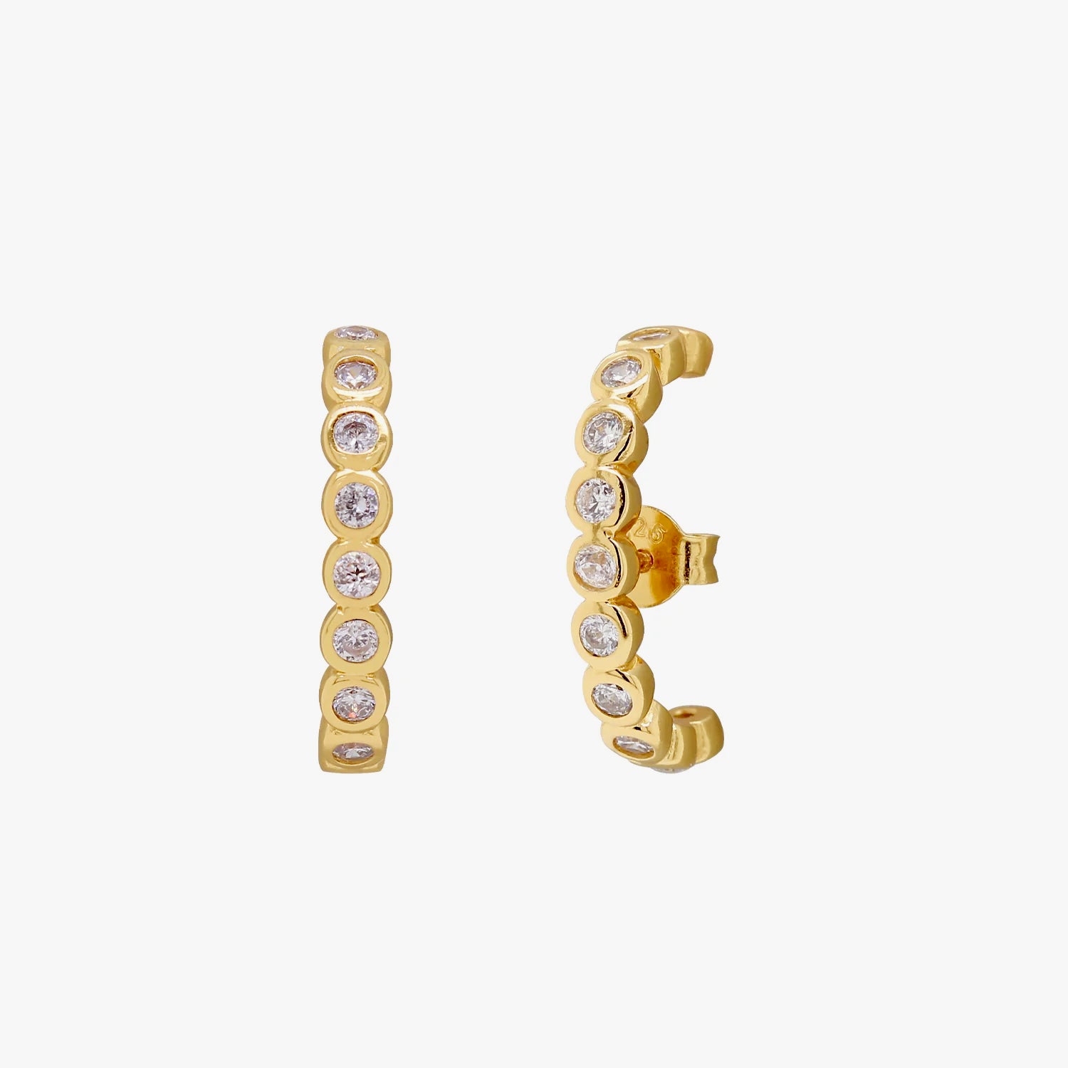 Bezel Suspender Stud Earrings