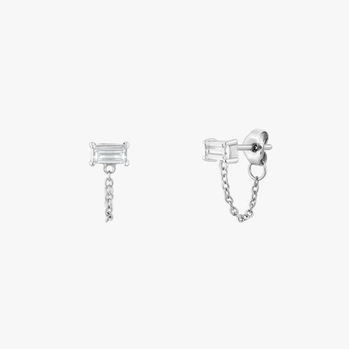 Minimalistische baguette ketting oorstekers