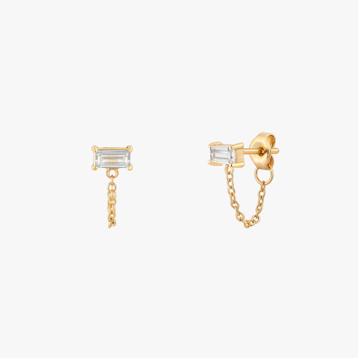 Minimalistische baguette ketting oorstekers