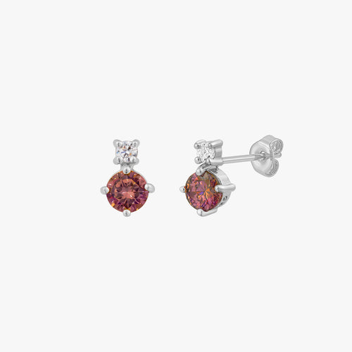 Rhodolite CZ Stud Earrings