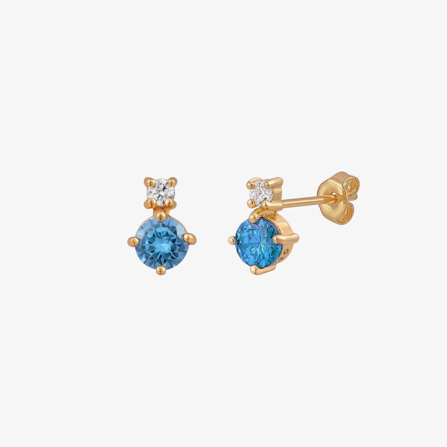 Sea Blue CZ Stud Earrings