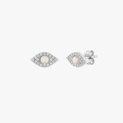 Opal Evil Eye Stud Earrings