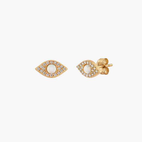 Opal Evil Eye Stud Earrings