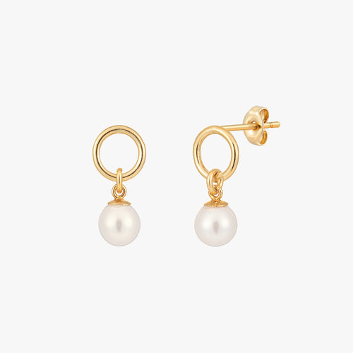 Pearl Open Circle Stud Earrings