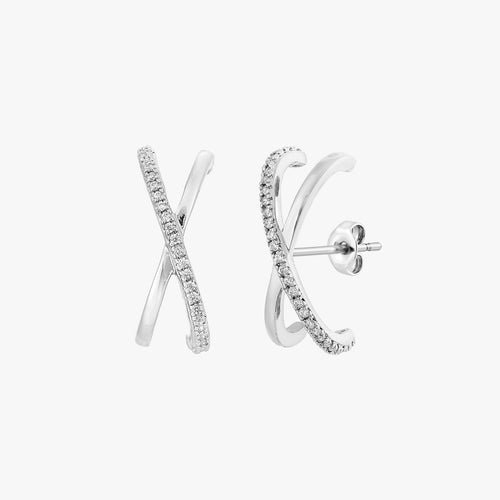Pave Cross Suspender Stud Earrings