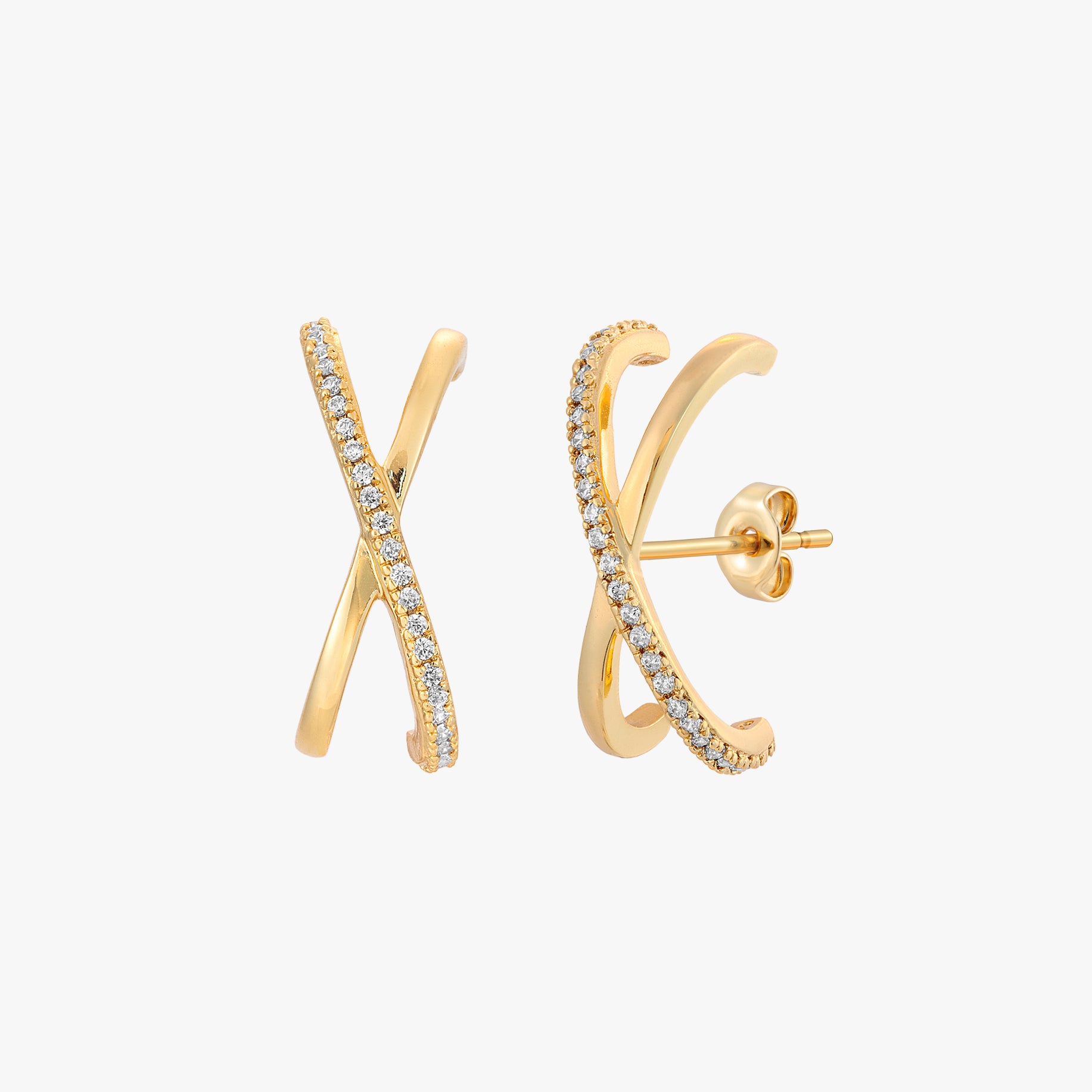 Pave Cross Suspender Stud Earrings