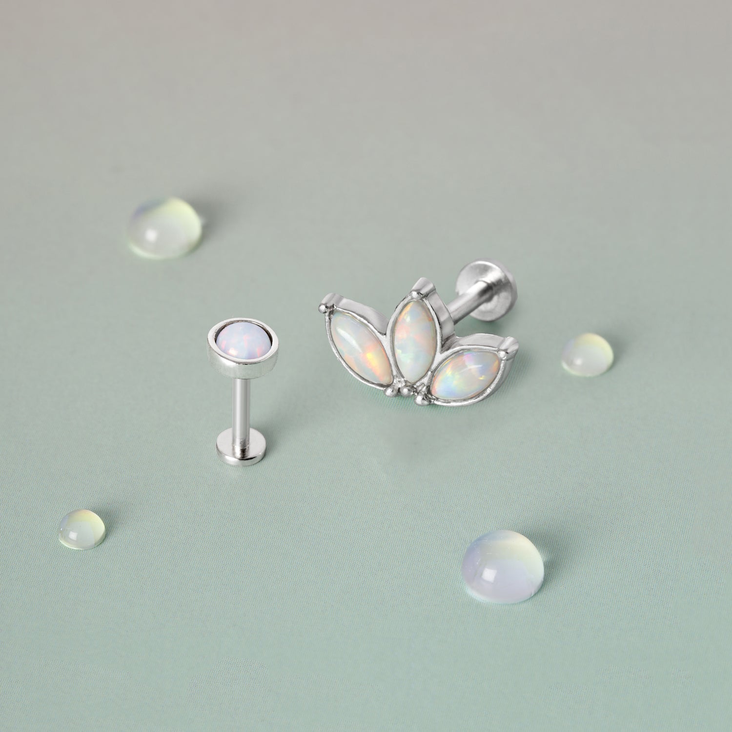 Opal Duo Flatback Set - Silver