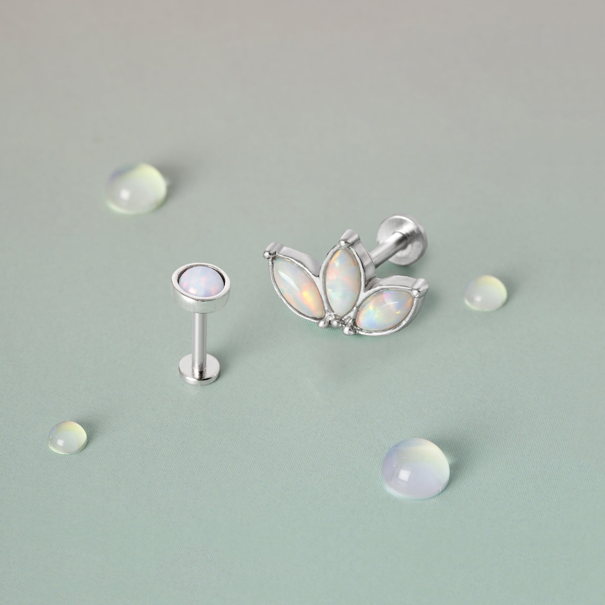 Opal Duo Flatback Set - Silver