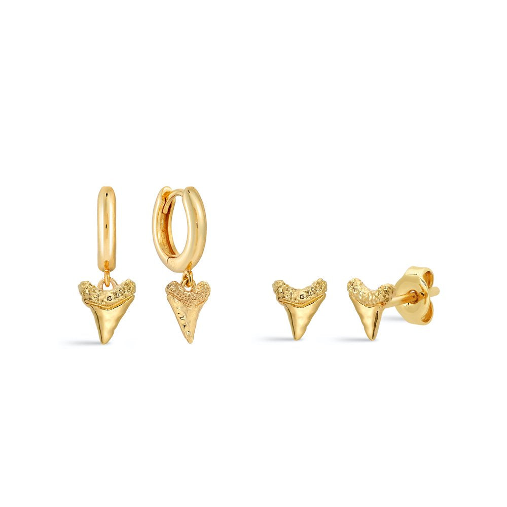 J&CO Jewellery Baby Shark Tooth Stud Earrings Gold