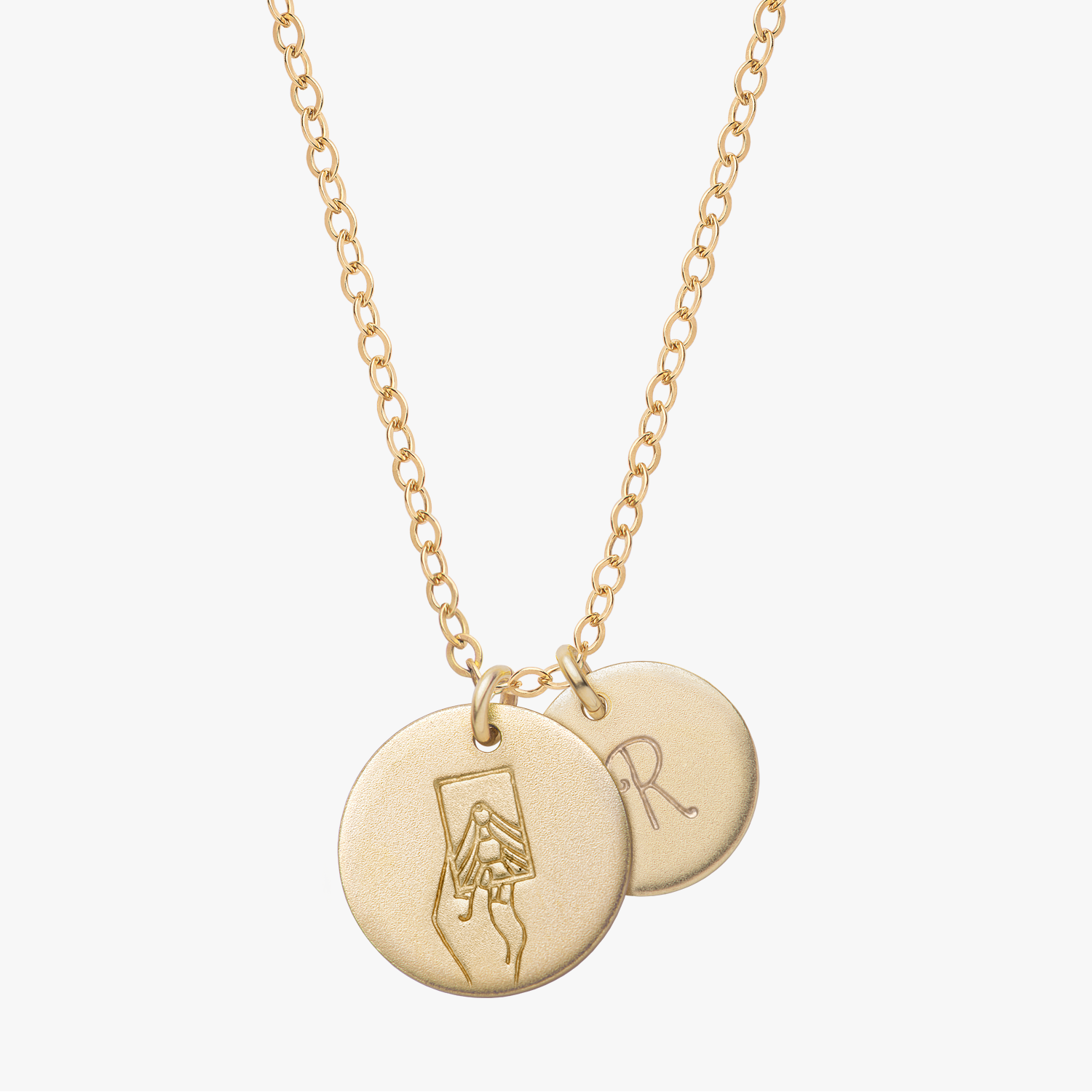 Personalized Tarot Initial Necklace Gold