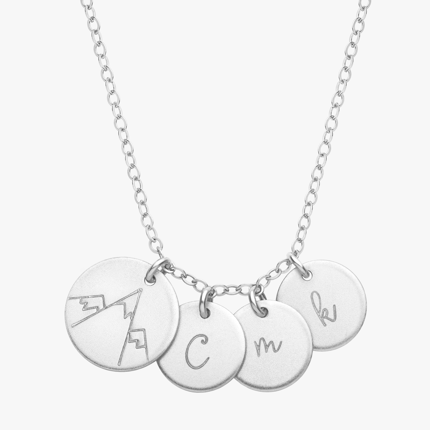 Personalized Travel Initial Necklace Silver
