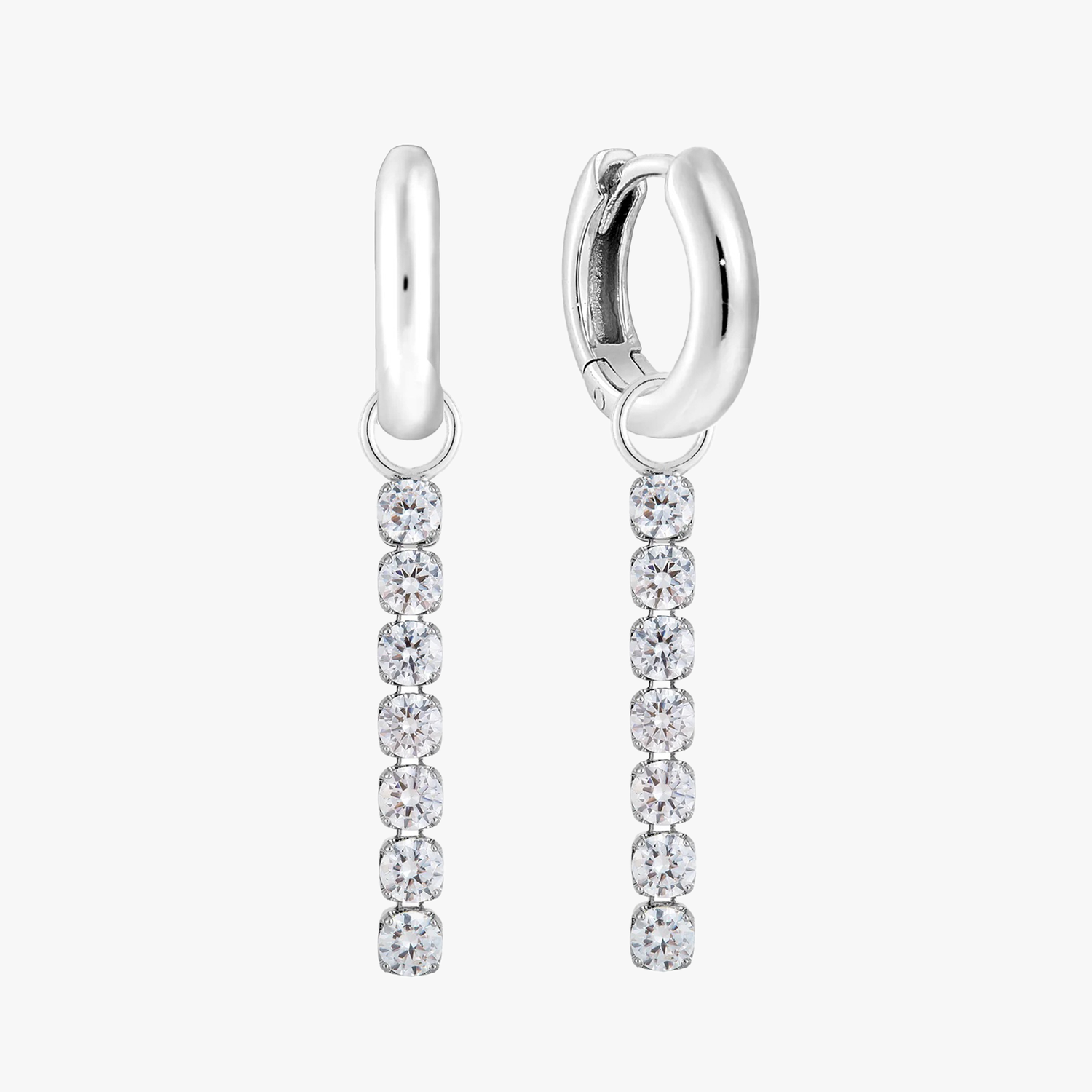 Tennis Chain Pave Charm Earrings