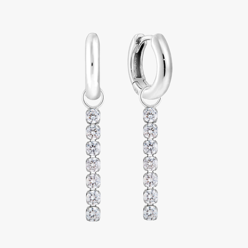 Tennis Chain Pave Charm Earrings