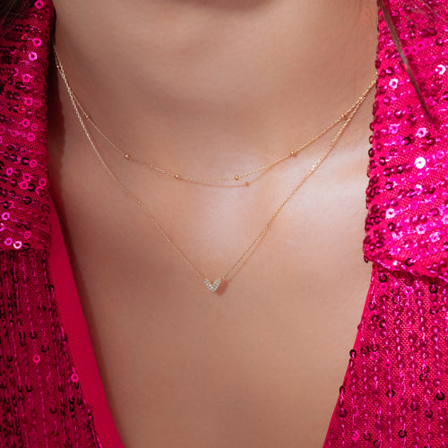 14K Massivgold Kugelkette Halskette