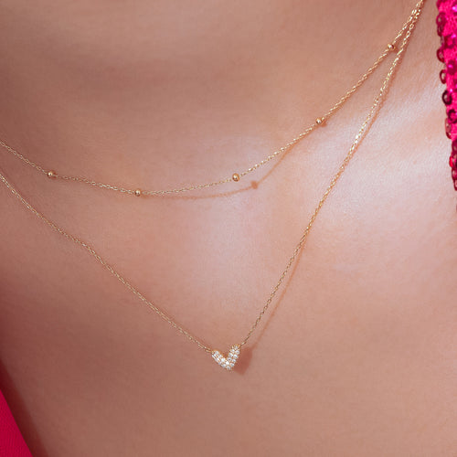 14K Massivgold Kugelkette Halskette