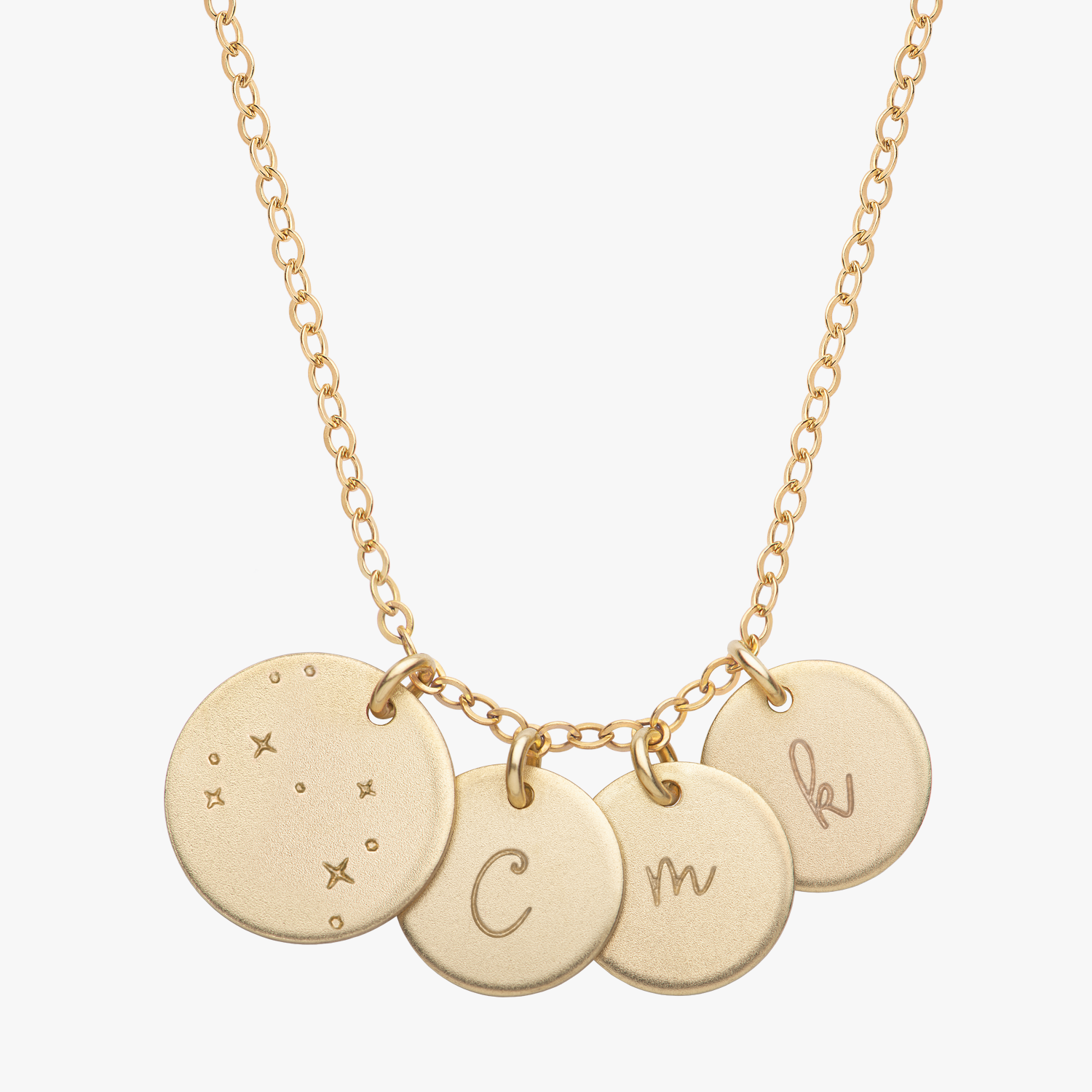 Personalized Zodiac Initial Necklace Gold