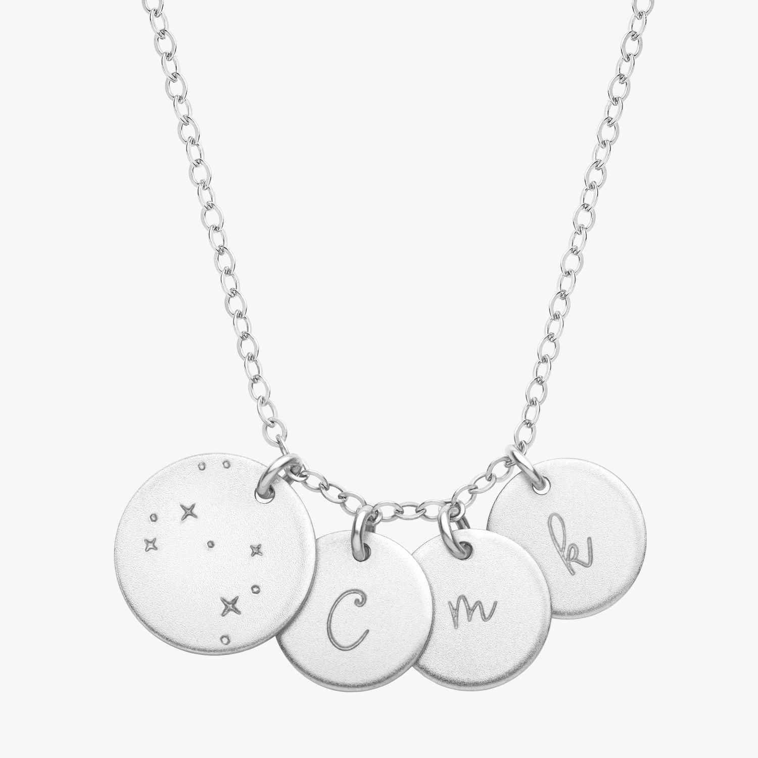 Personalized Zodiac Initial Necklace Silver