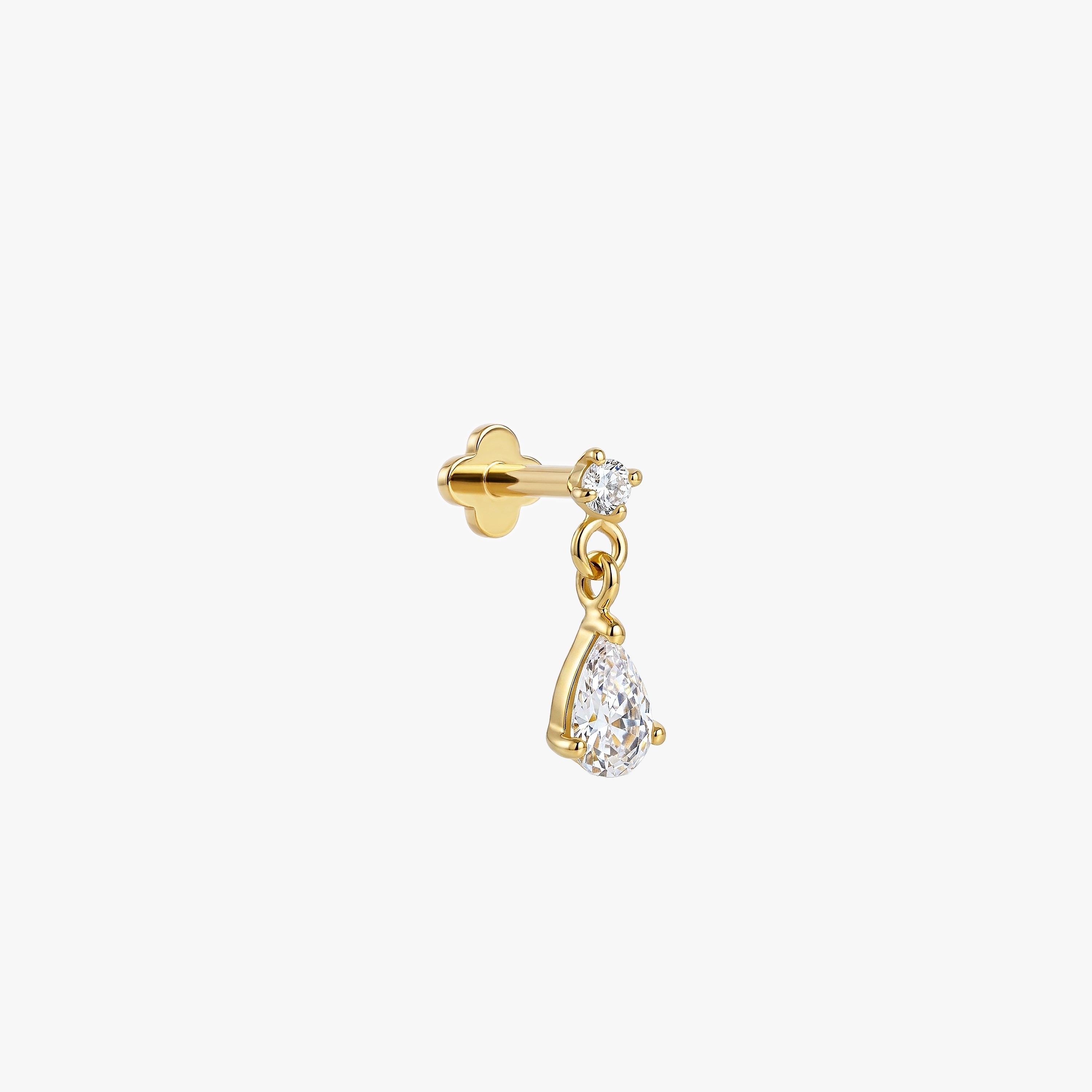 Dangle CZ Pear Flatback Earring – J&CO Jewellery