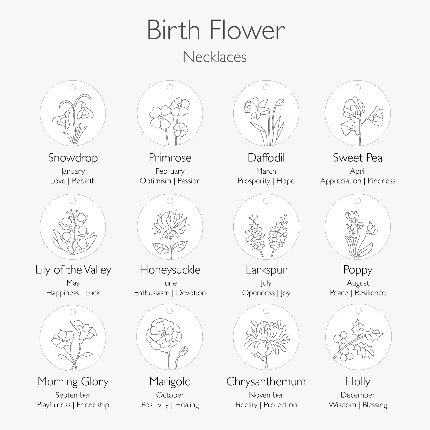 Personalized Birth Flower Necklace