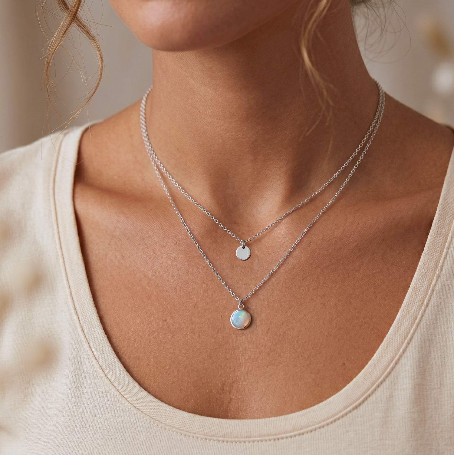 Opal Bezel Ketting