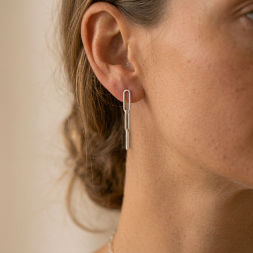 Dainty Muse Paper Clip Chain Earrings