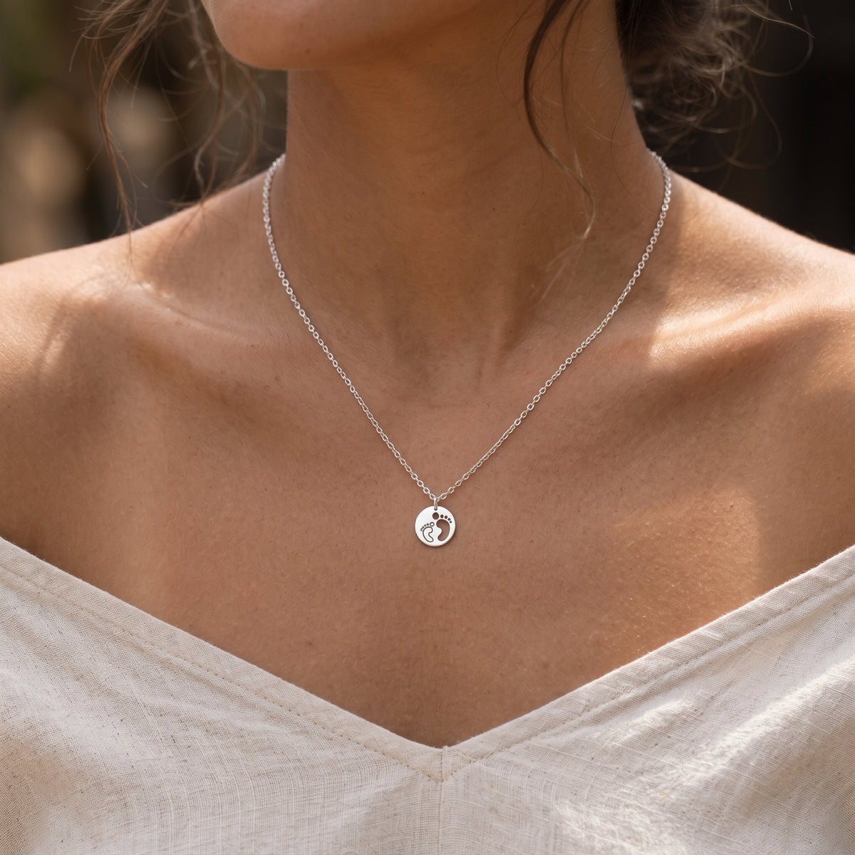 Little Steps Disc Pendant Necklace
