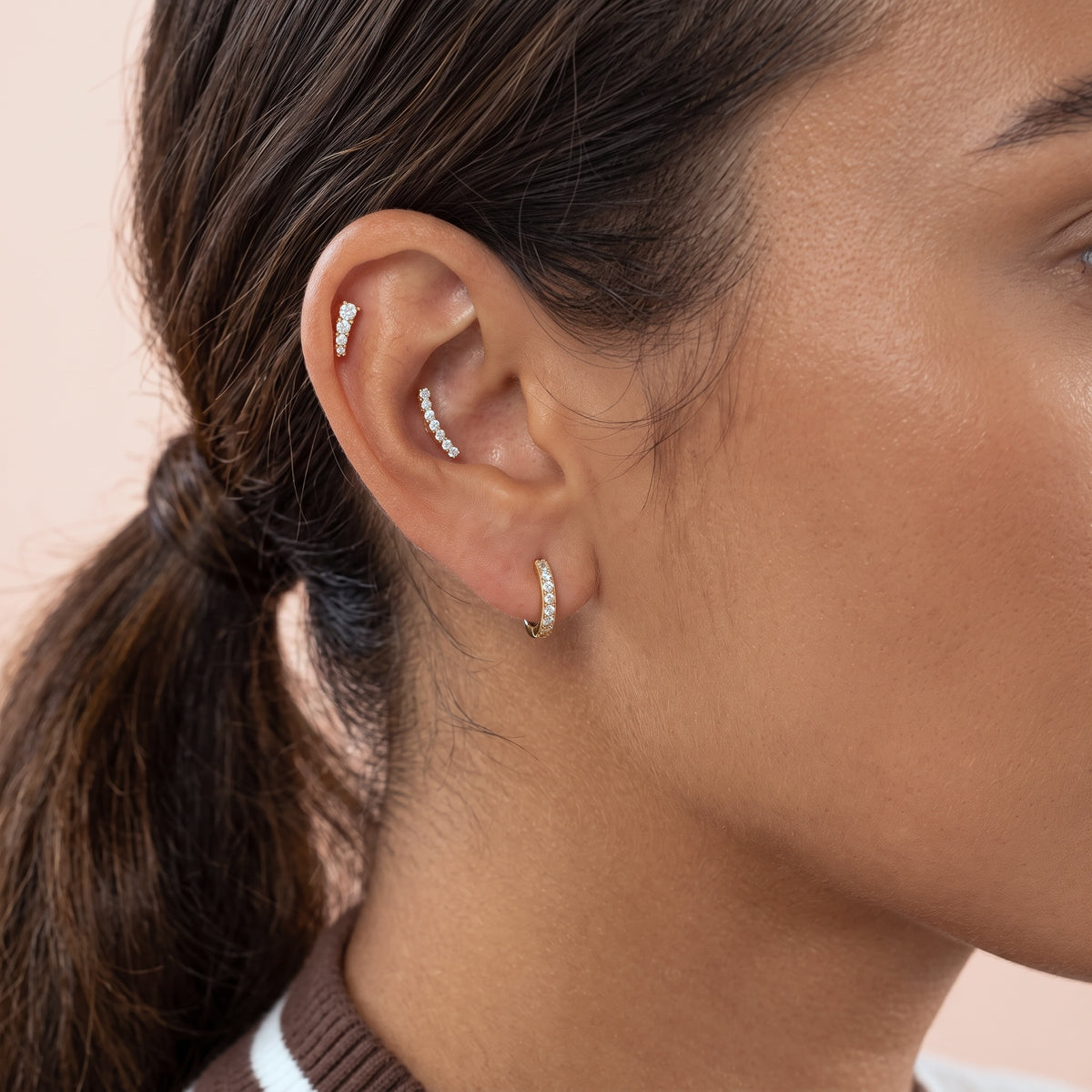 Gradient CZ Threaded Labret Earring