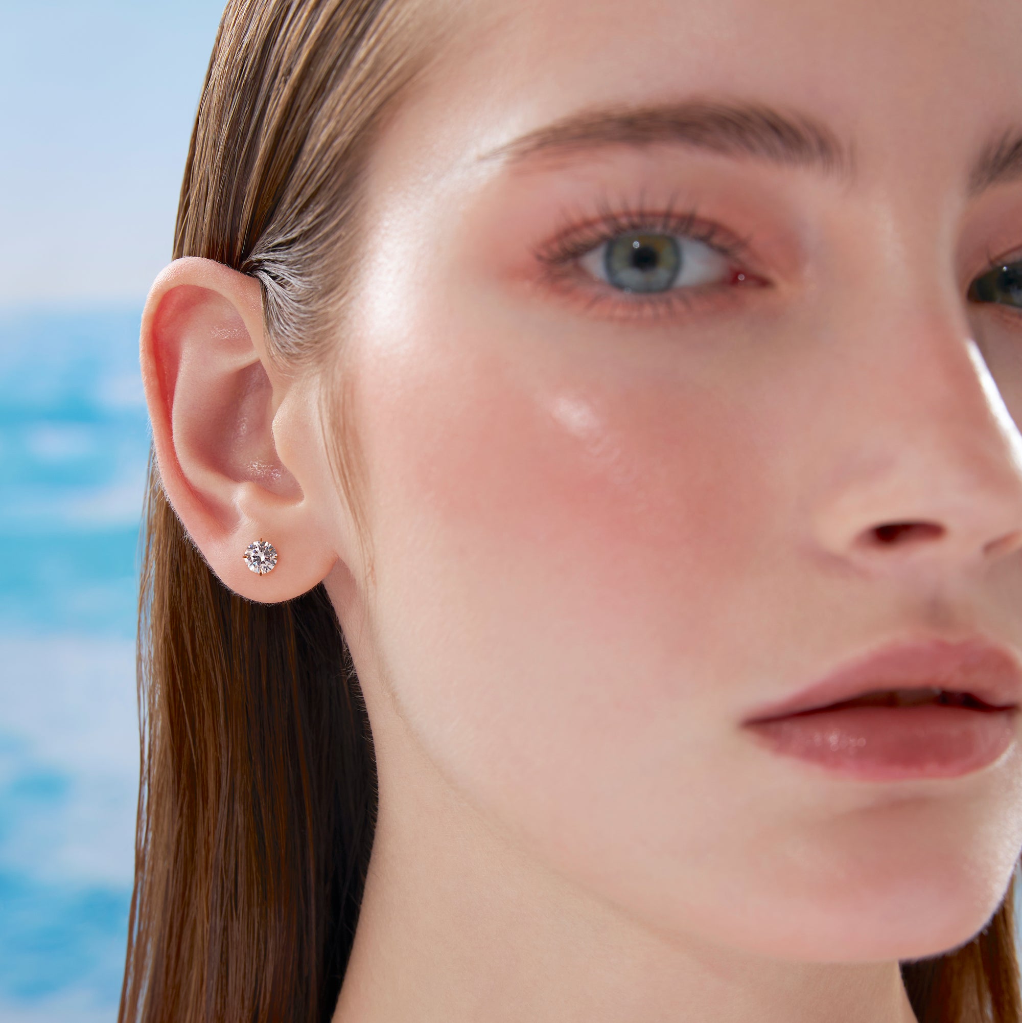 14K Solid Gold Small Solitaire Stud Earrings 5mm