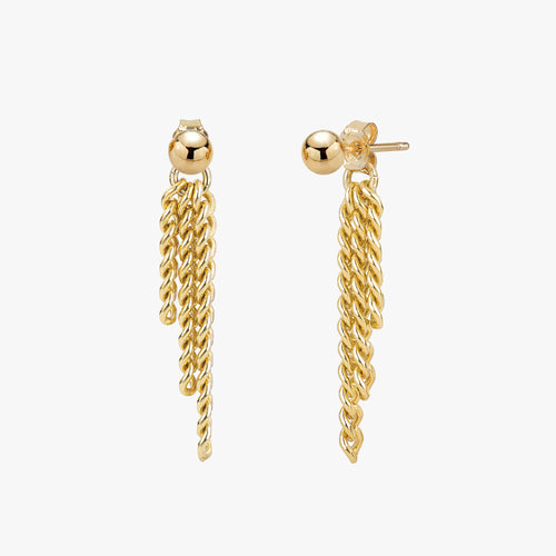 Cascade Curb Chain Stud Earrings