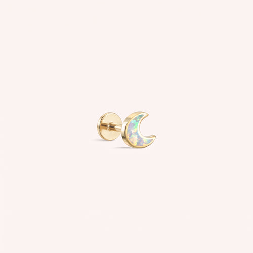 14k Massive goldener Opal Mond Labret Gewinde