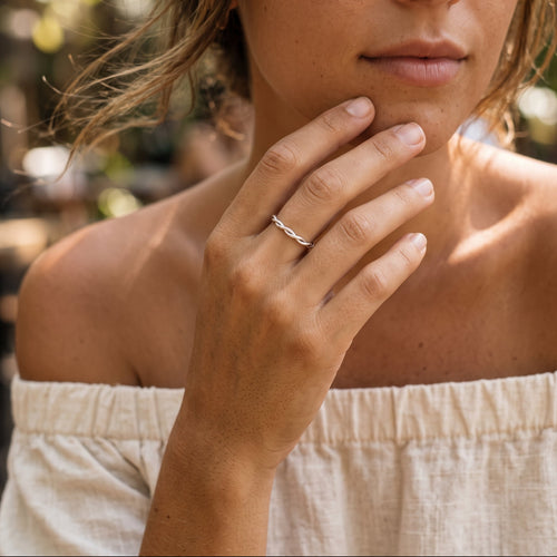Braided Skinny Ring Silver