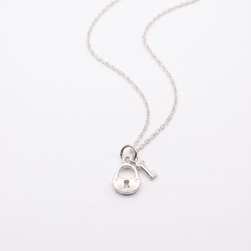 Petite Lock and Key Charm Necklace