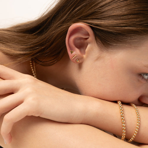 14K Solid Gold Statement Ball Stud Earrings