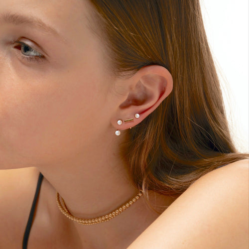 Mini Pearl Doppio Orecchino a Giacca