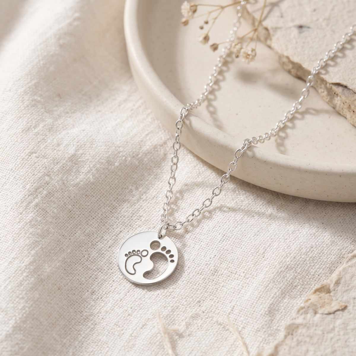 Little Steps Disc Pendant Necklace