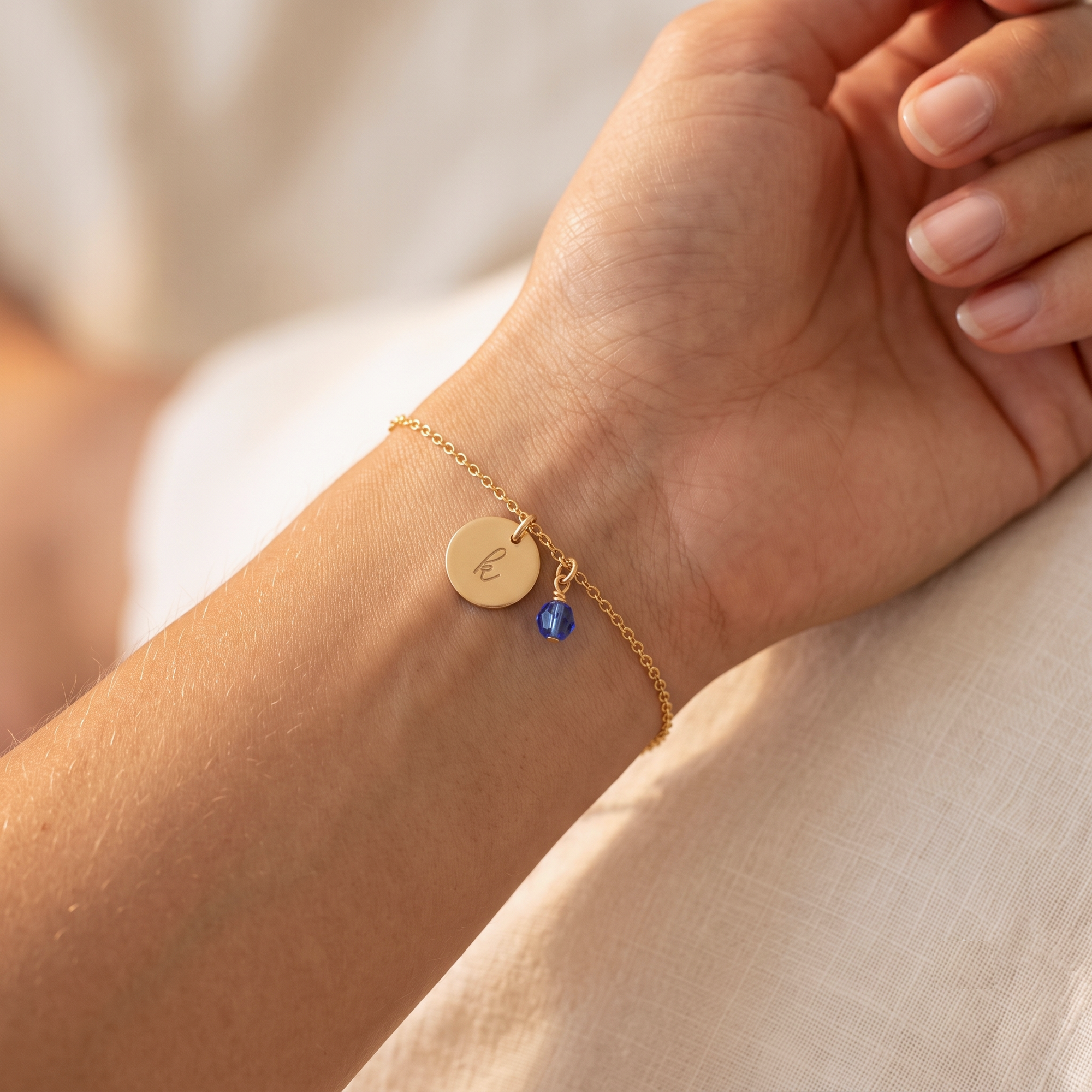 Personalized Birthstones Crystal Disc Bracelet