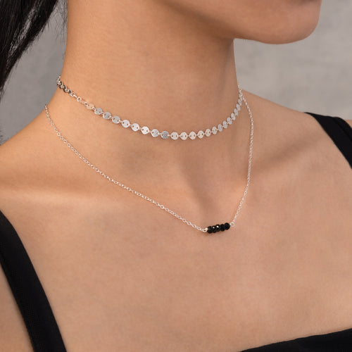 Minimal Black Nugget Bar Necklace