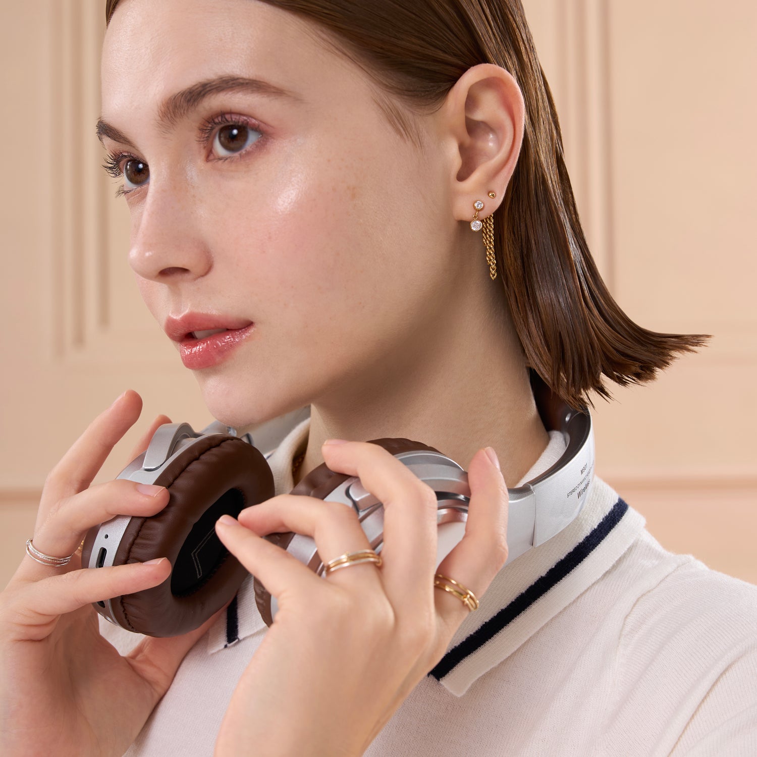 Cascade Curb Chain Stud Earrings