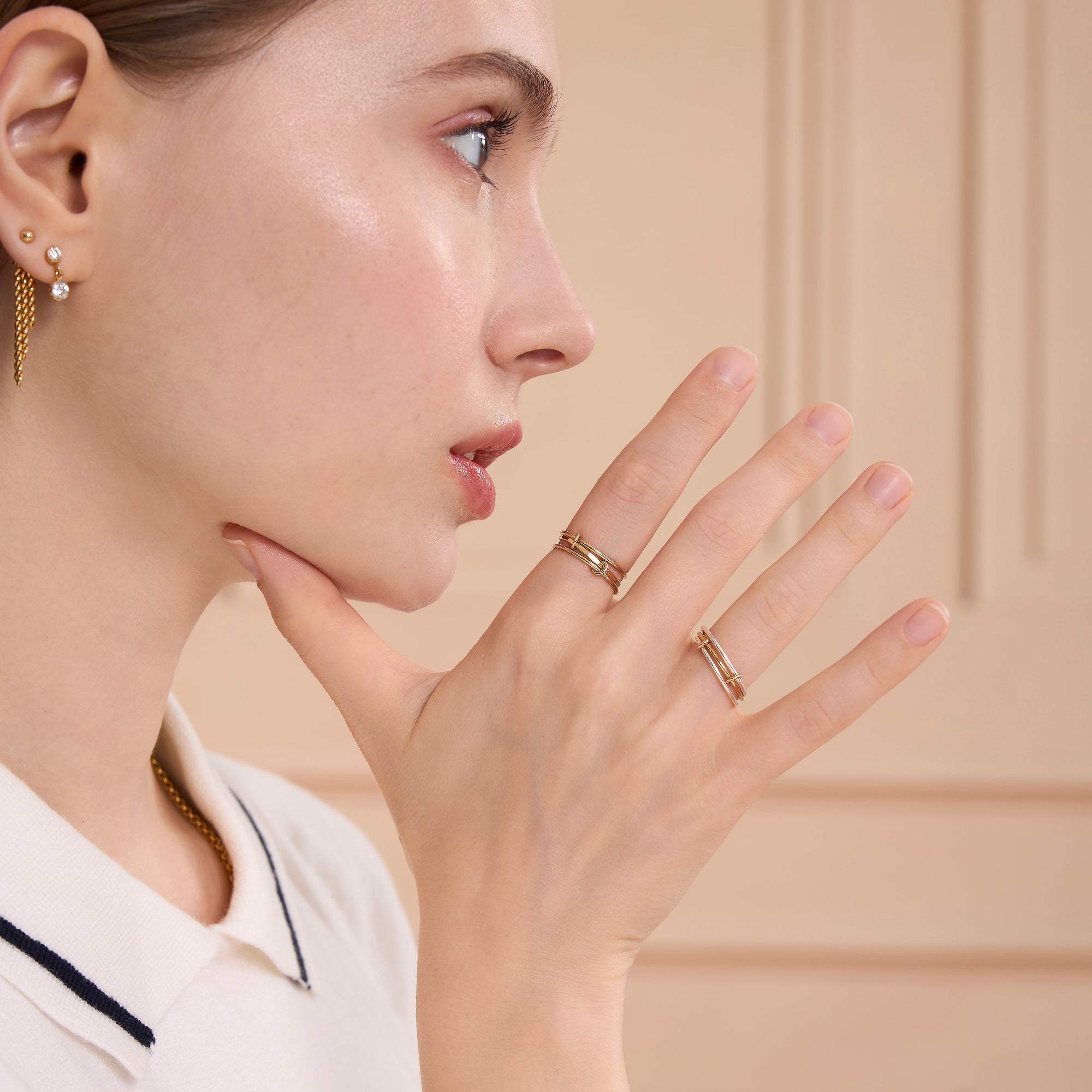 Two Tone Linked Stacker Ring