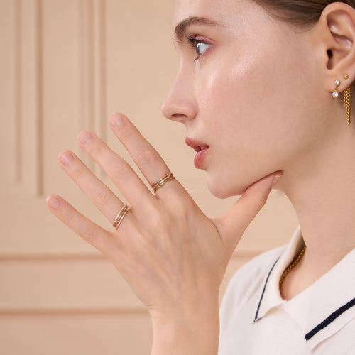 Two Tone Linked Stacker Ring