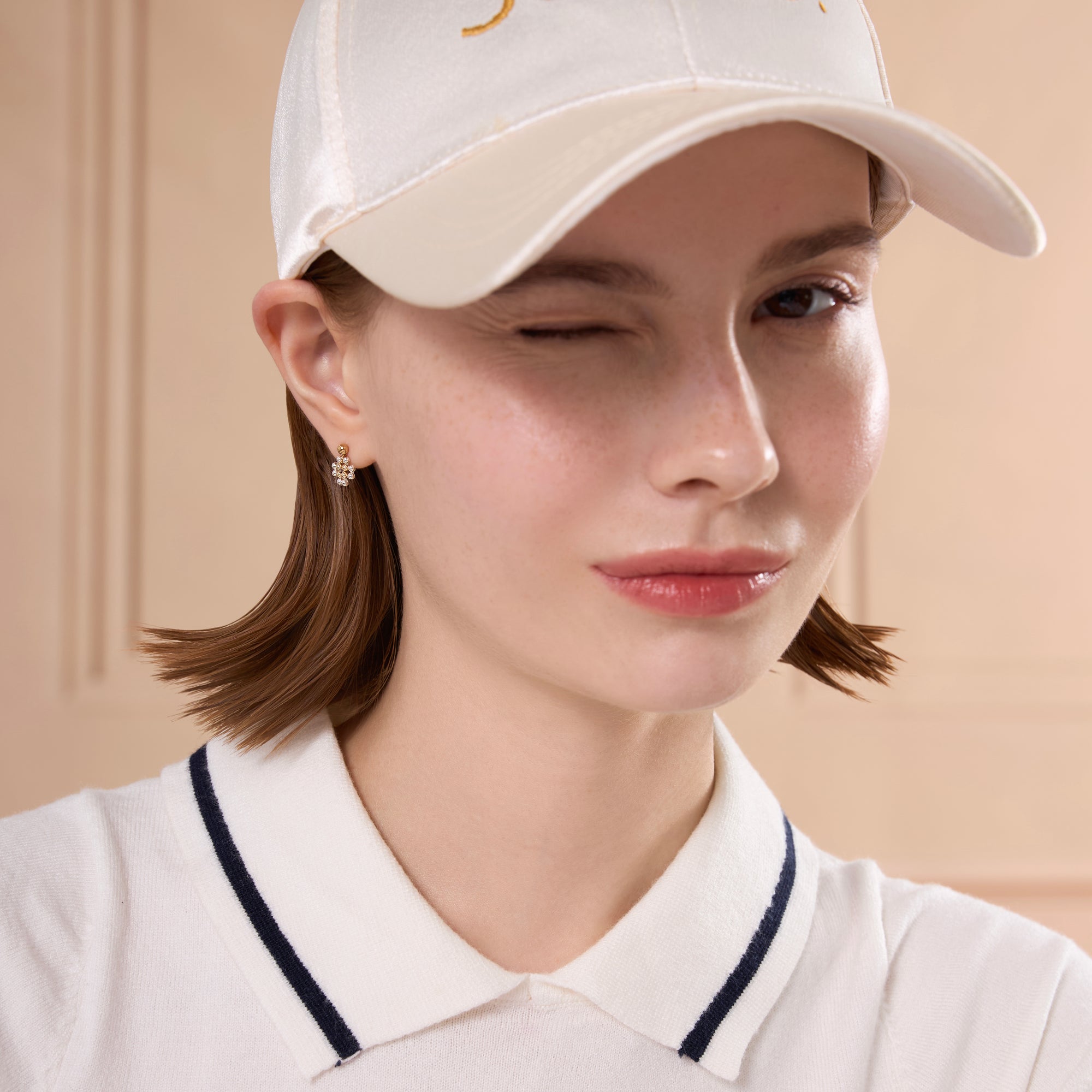 Beaded Two Tone Pixelis Stud Earrings